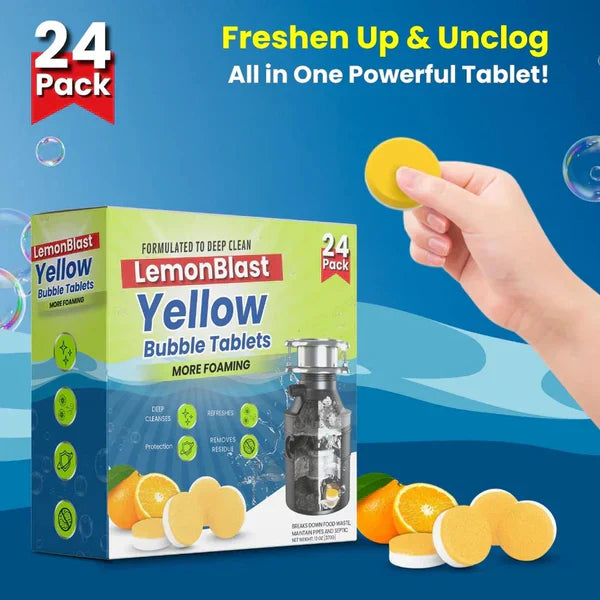 LemonBlast Yellow Bubble Tablets – Odor Eliminator + Blockage Remover